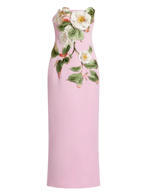 Leo Lin floral-appliqué midi dress