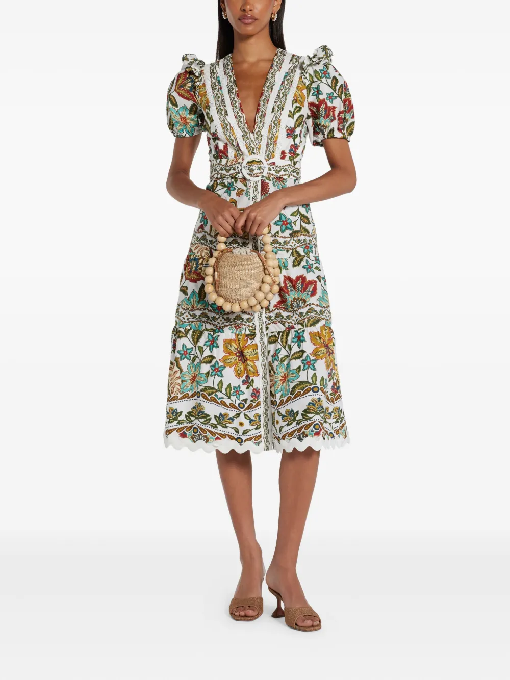 FARM Rio Botanicals midi dress - Wit