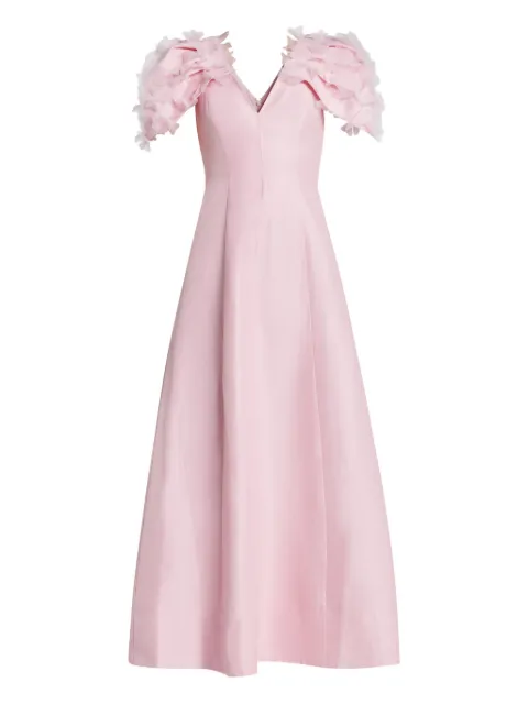 Aje robe longue fleurie à manches bouffantes