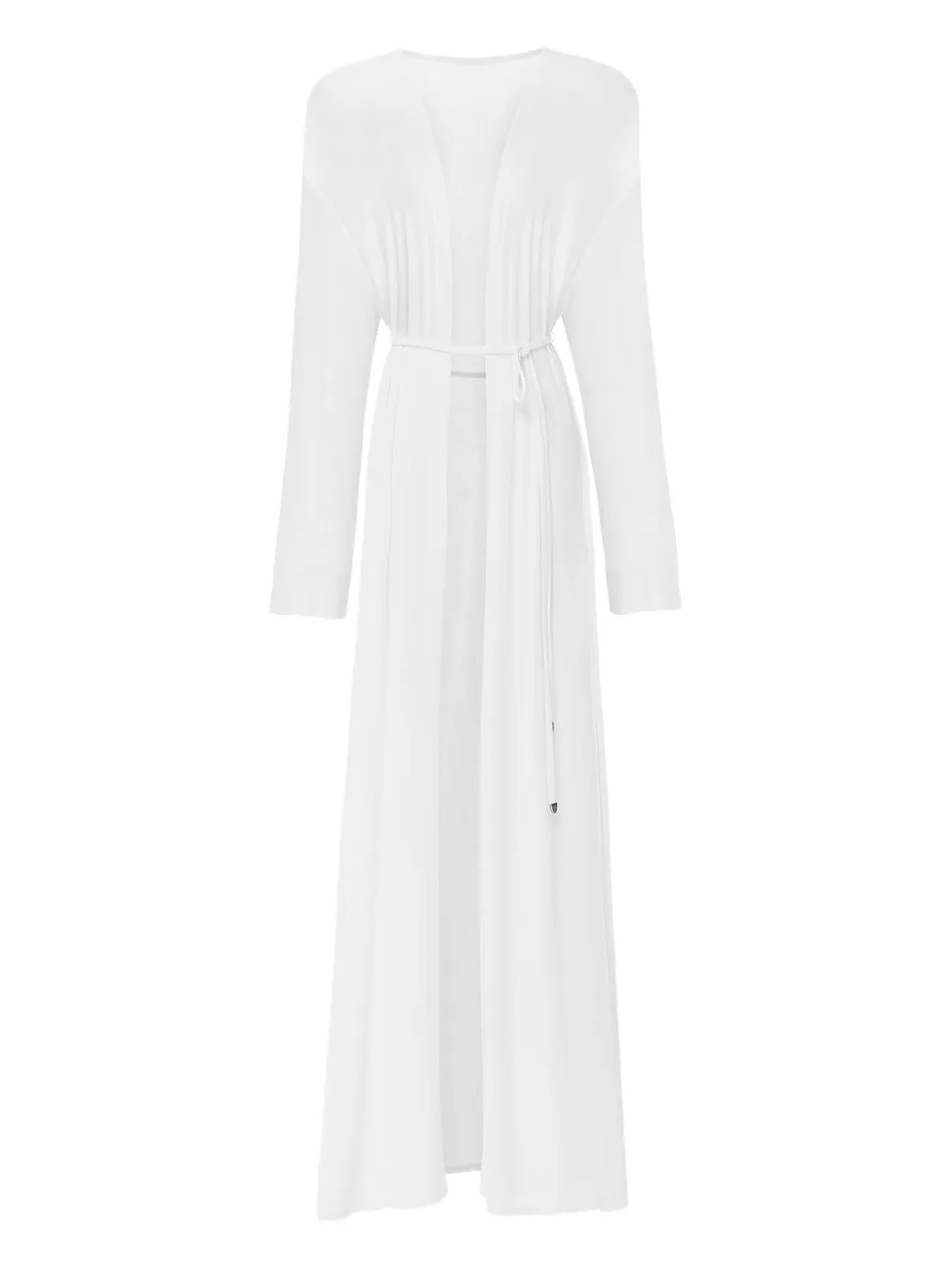ANNAFOXY Cardigan longo com cinto | Branco | Image 1
