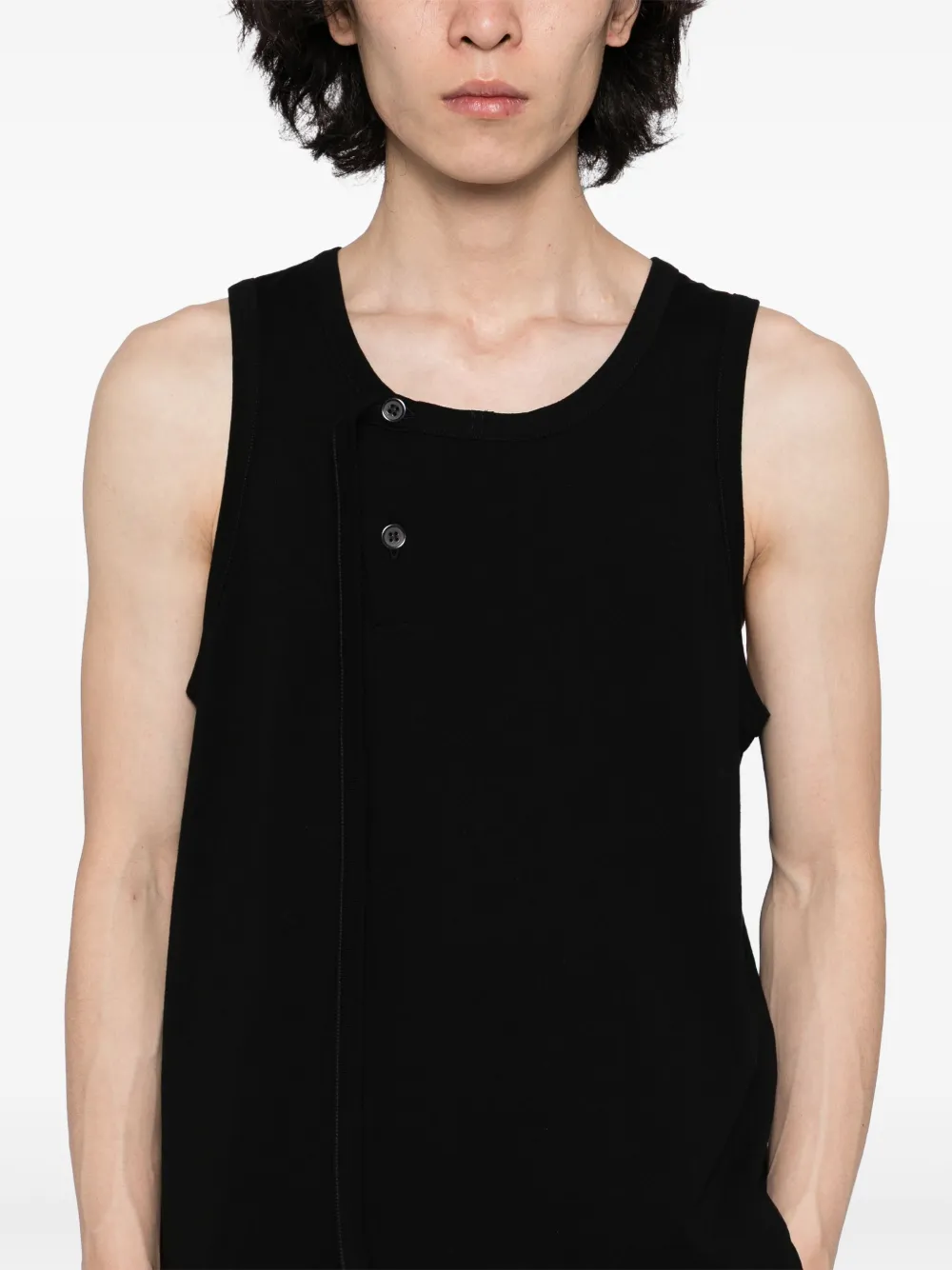 Yohji Yamamoto American mouwloze jersey top Zwart