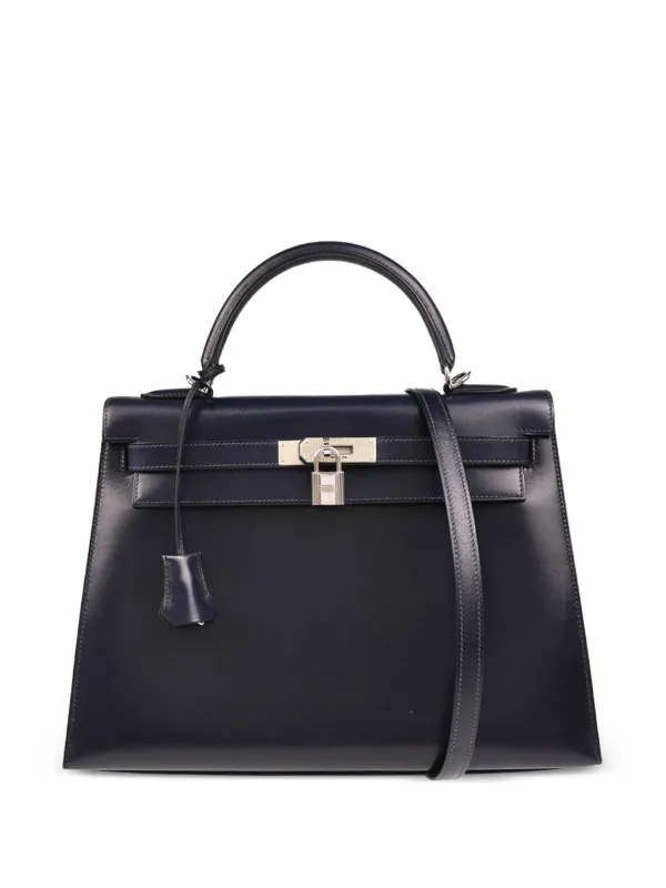 Hermès Pre-owned 2003 Kelly 32 Sellier Two-way Handbag in Blue