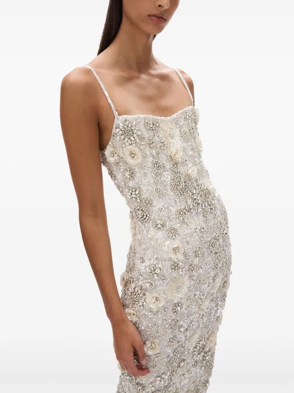 rachel gilbert floral sequin dress Rachel Gilbert Embellished Hugo Midi Dress - Blue