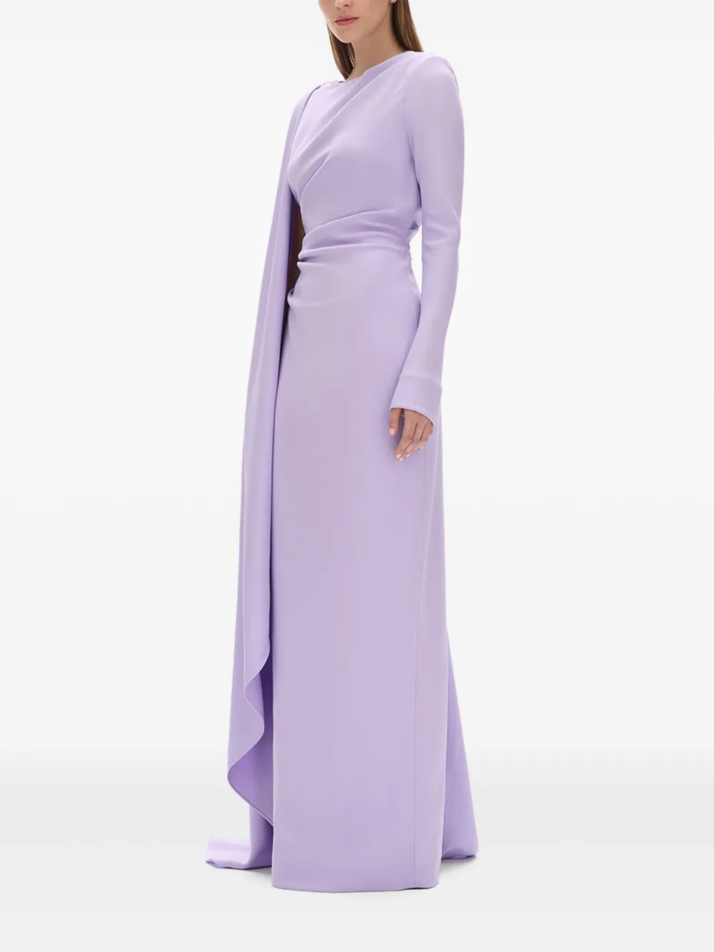 Rachel Gilbert Avondjurk met asymmetrische mouwen Paars