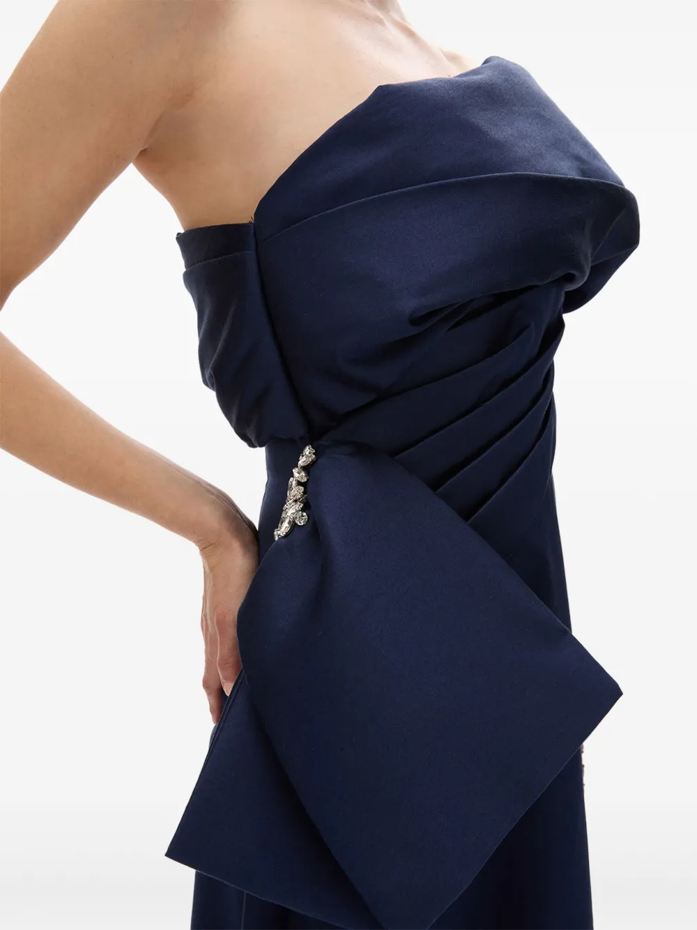 Rachel Gilbert Archer asymmetrische gedrapeerde avondjurk Blauw