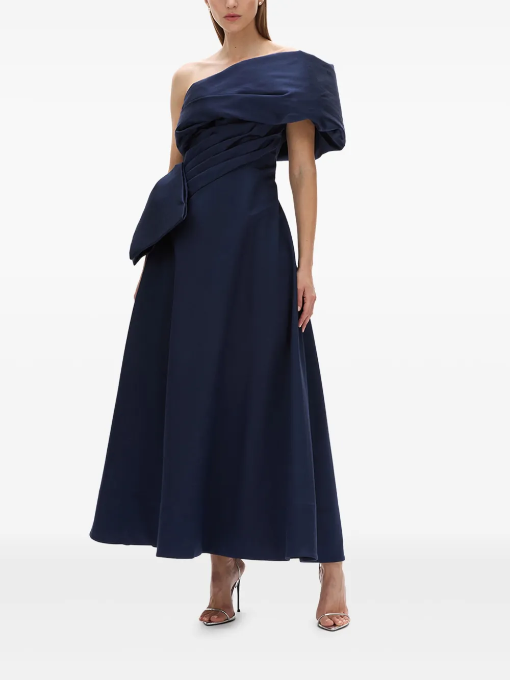 Rachel Gilbert Archer asymmetrische gedrapeerde avondjurk - Blauw