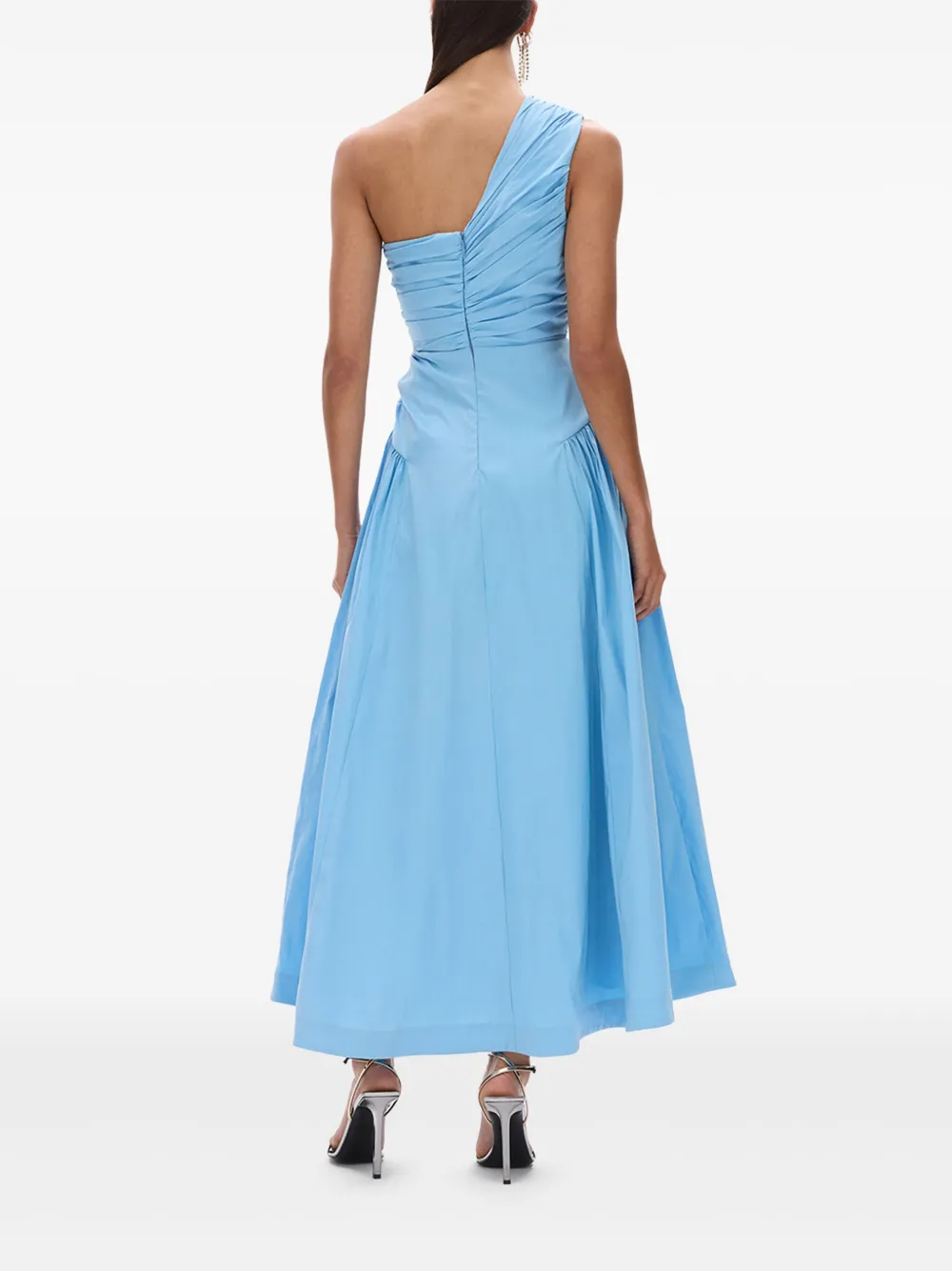 Rachel Gilbert Asymmetrische geplooide midi-jurk Blauw