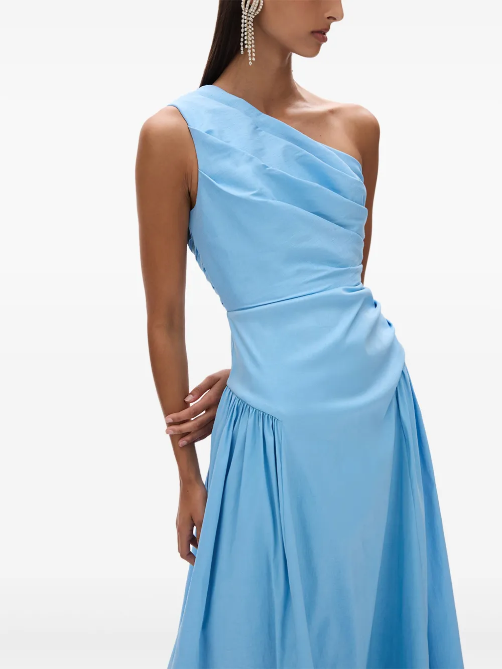 Rachel Gilbert Asymmetrische geplooide midi-jurk Blauw