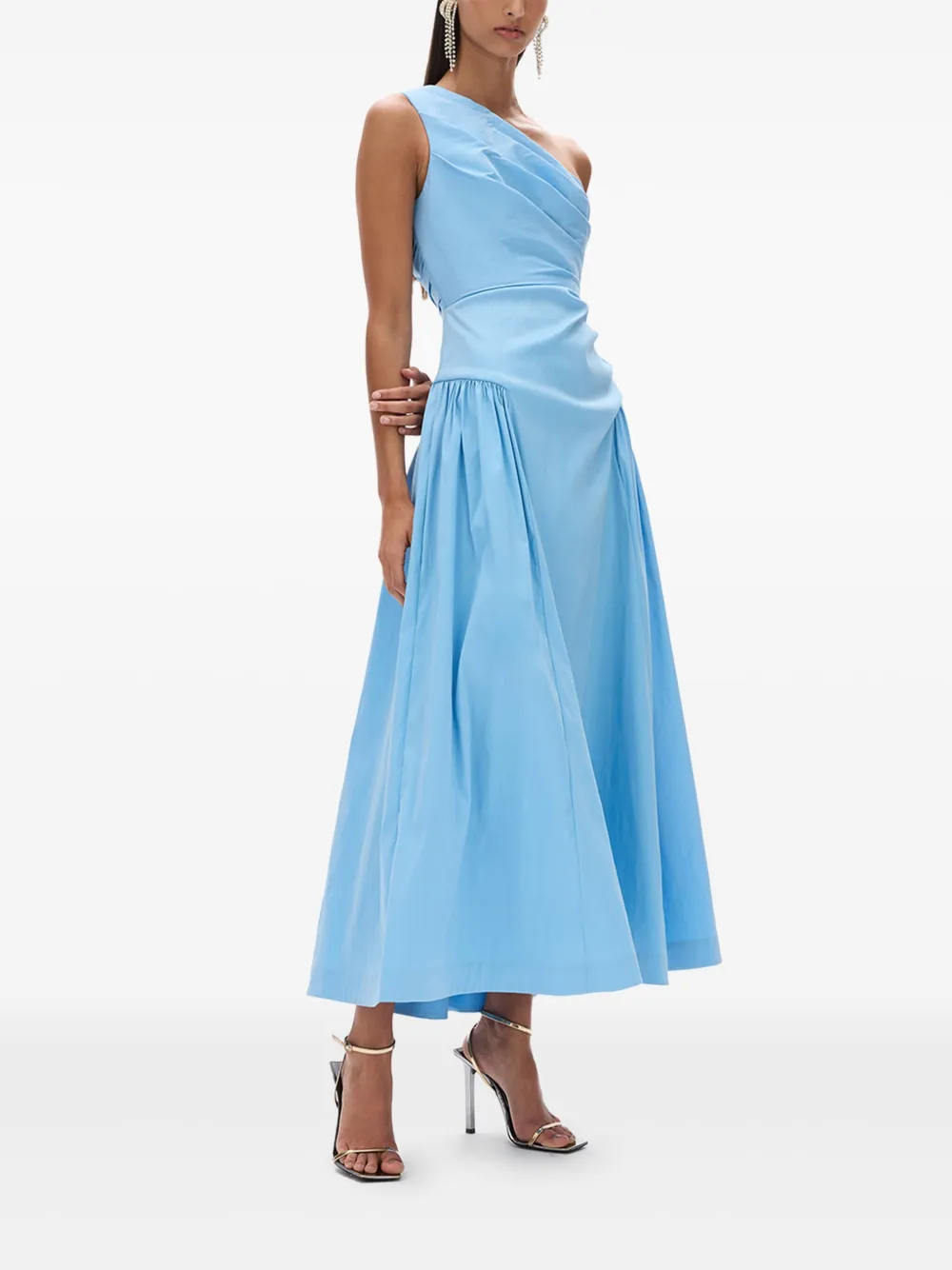 Rachel Gilbert Asymmetrische geplooide midi-jurk Blauw