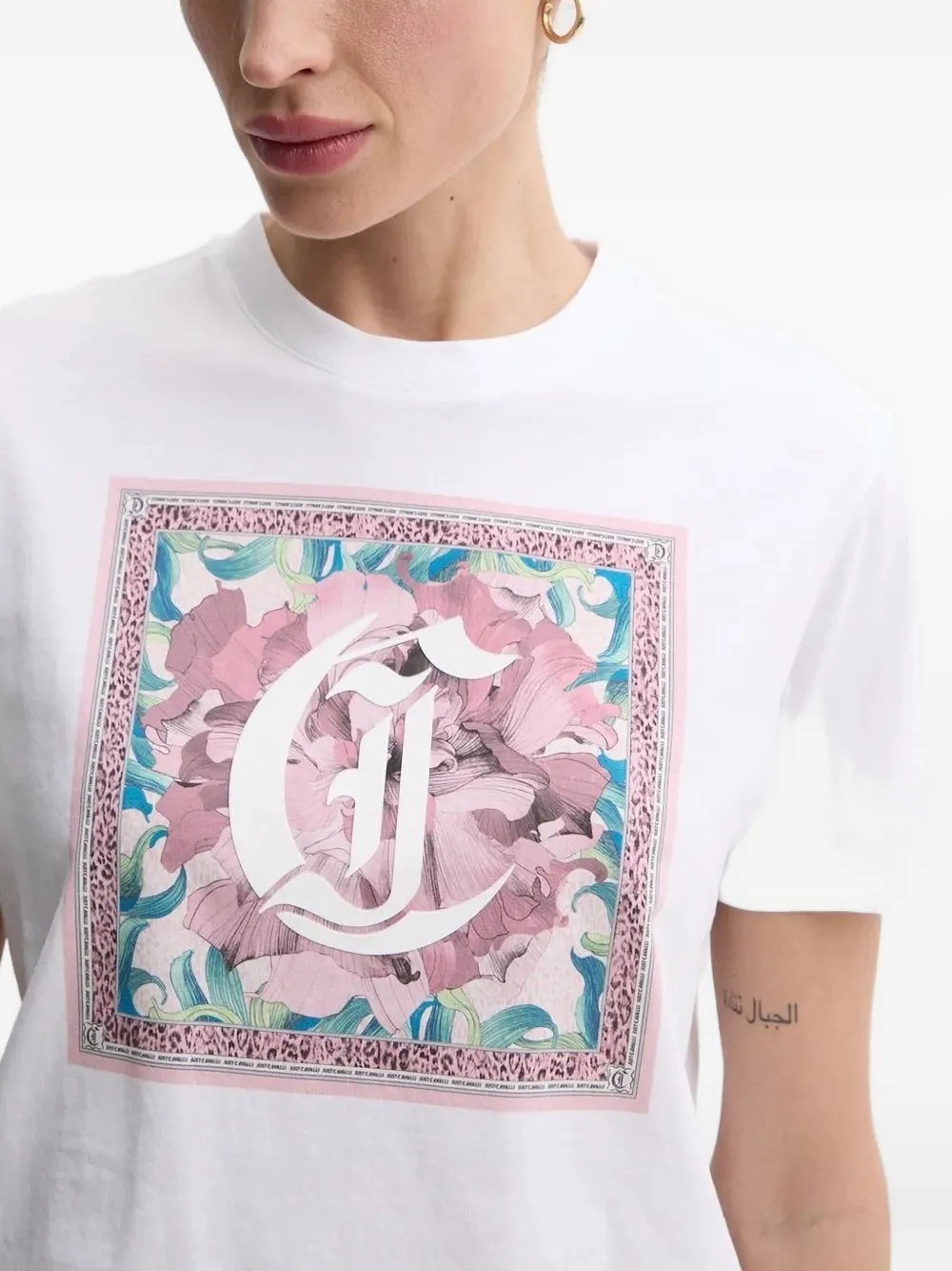 Just Cavalli floral-print T-shirt Wit