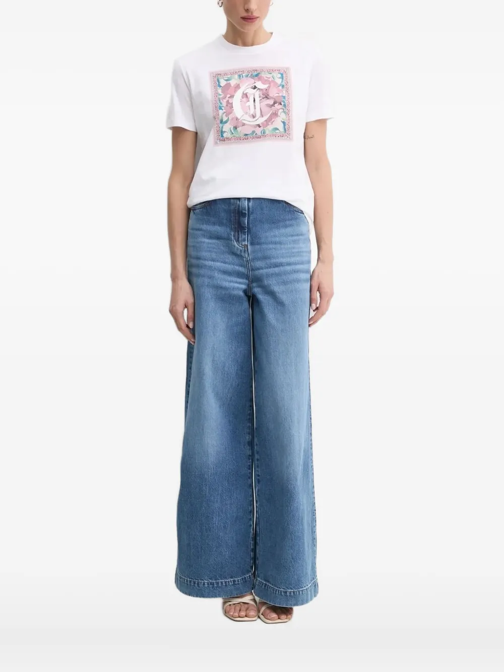 Just Cavalli floral-print T-shirt Wit