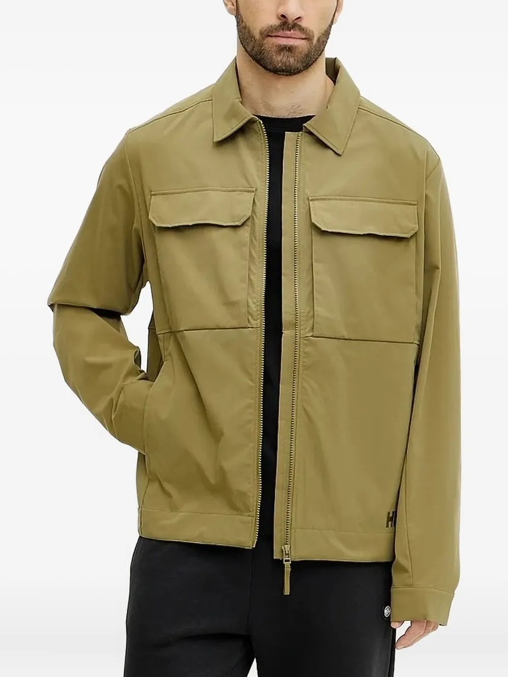 Helly Hansen embroidered-logo zip-front jacket Groen