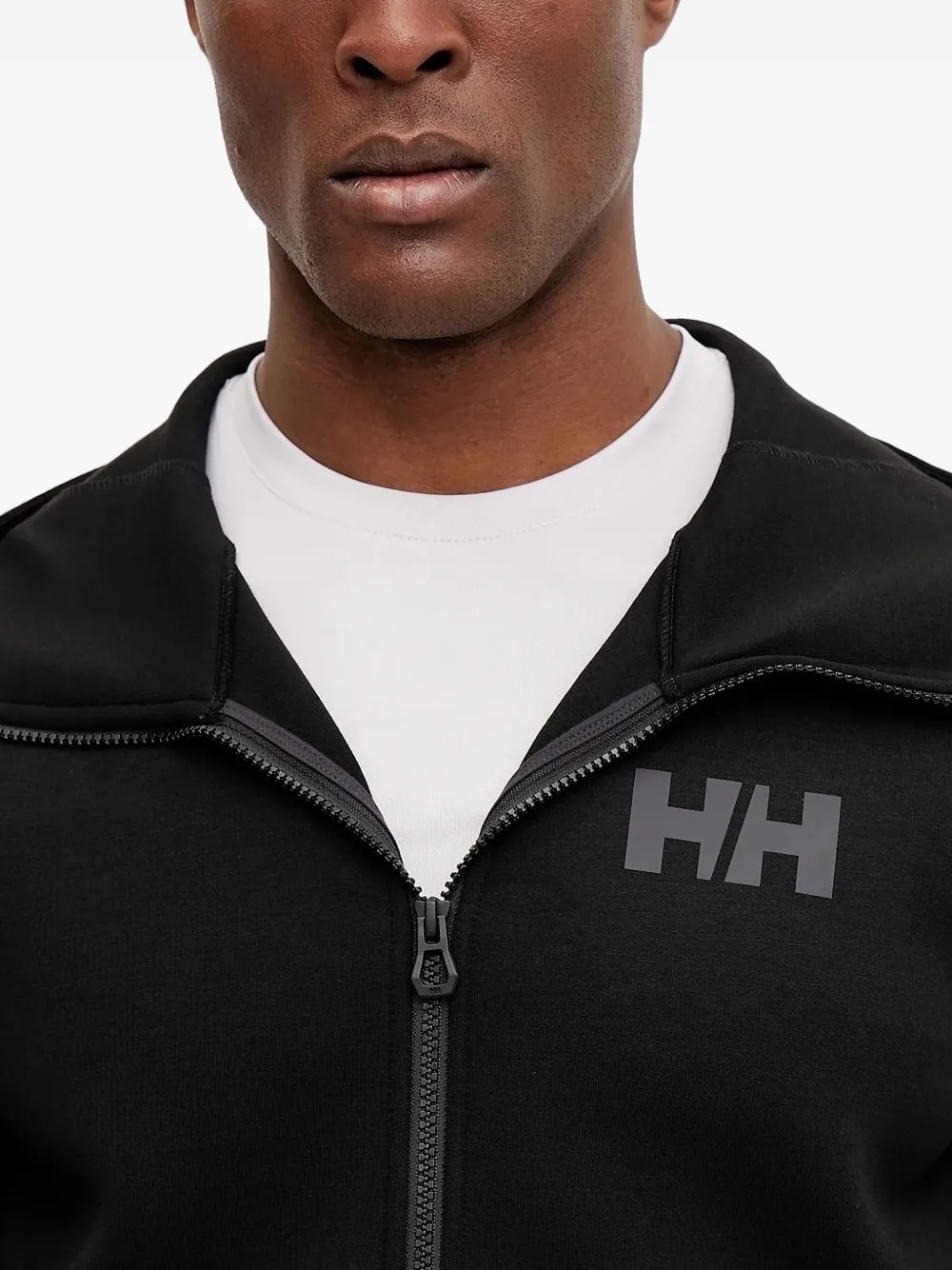 Helly Hansen Logo-detail Zip-up Hooded Sweater In Black