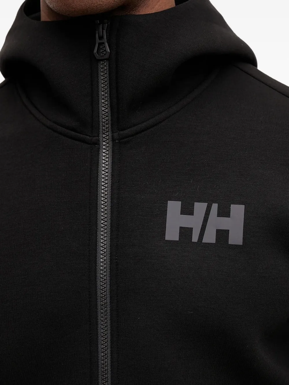 Helly Hansen Logo-detail Zip-up Hooded Sweater In Black