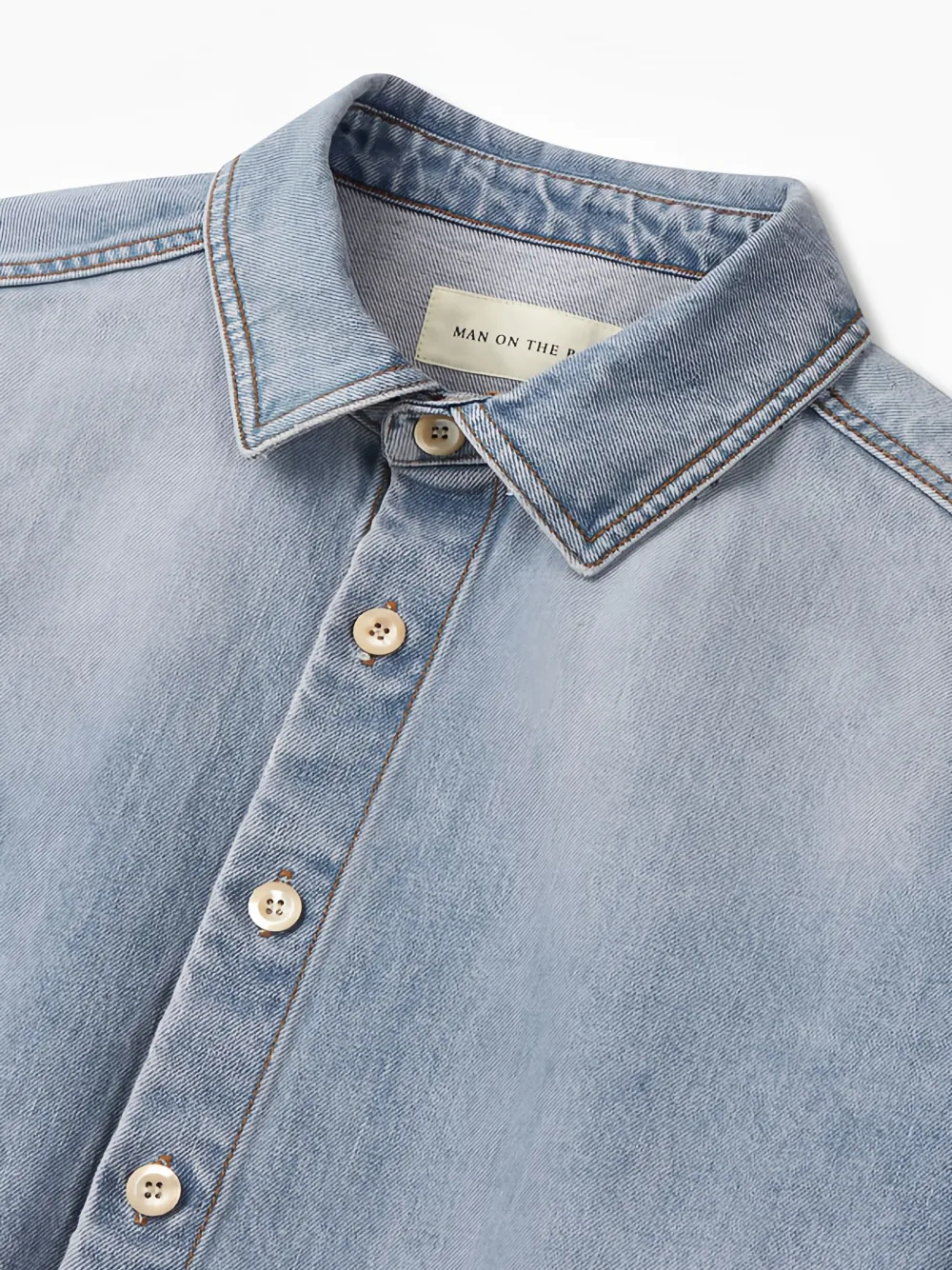 Man On The Boon. Denim overhemd Blauw