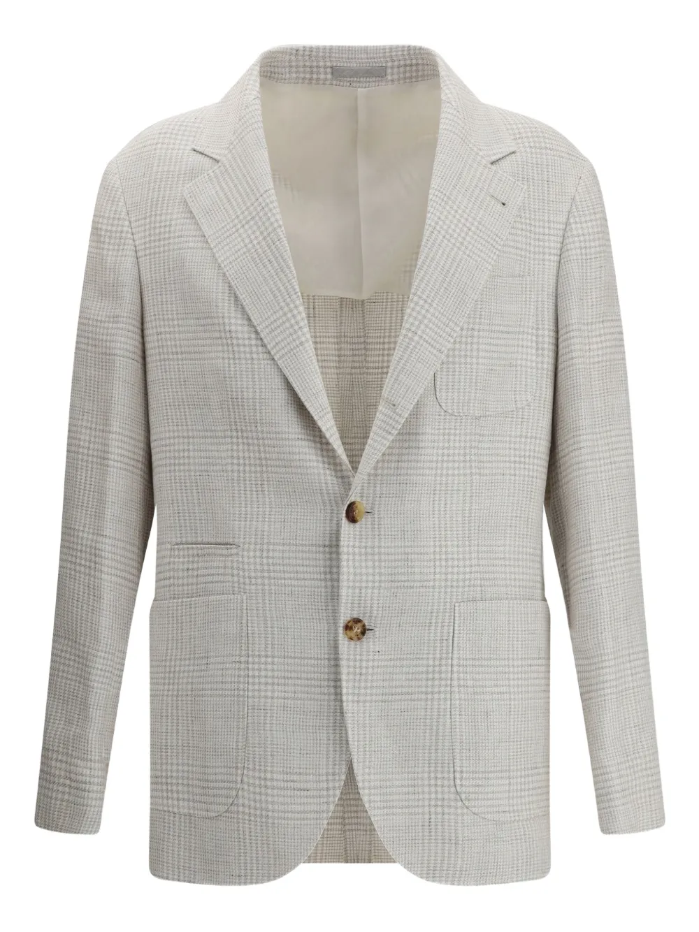 Brunello Cucinelli check-pattern linen blazer | Grey | Image 1
