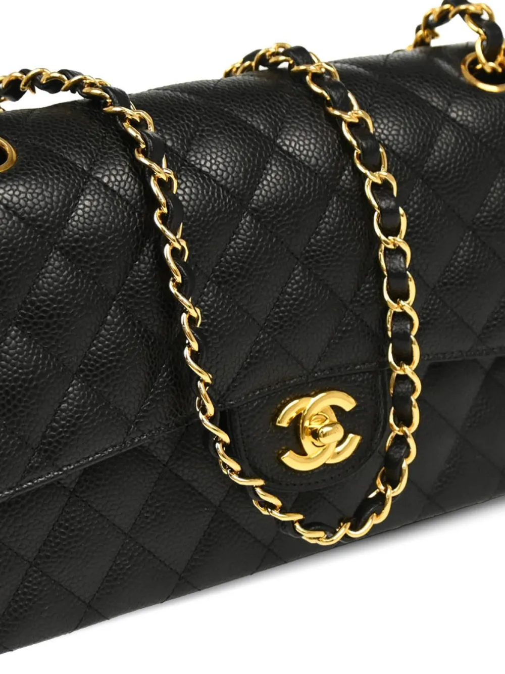 Pre-owned Chanel 2019 Medium Double Flap Shoulder Bag In Black