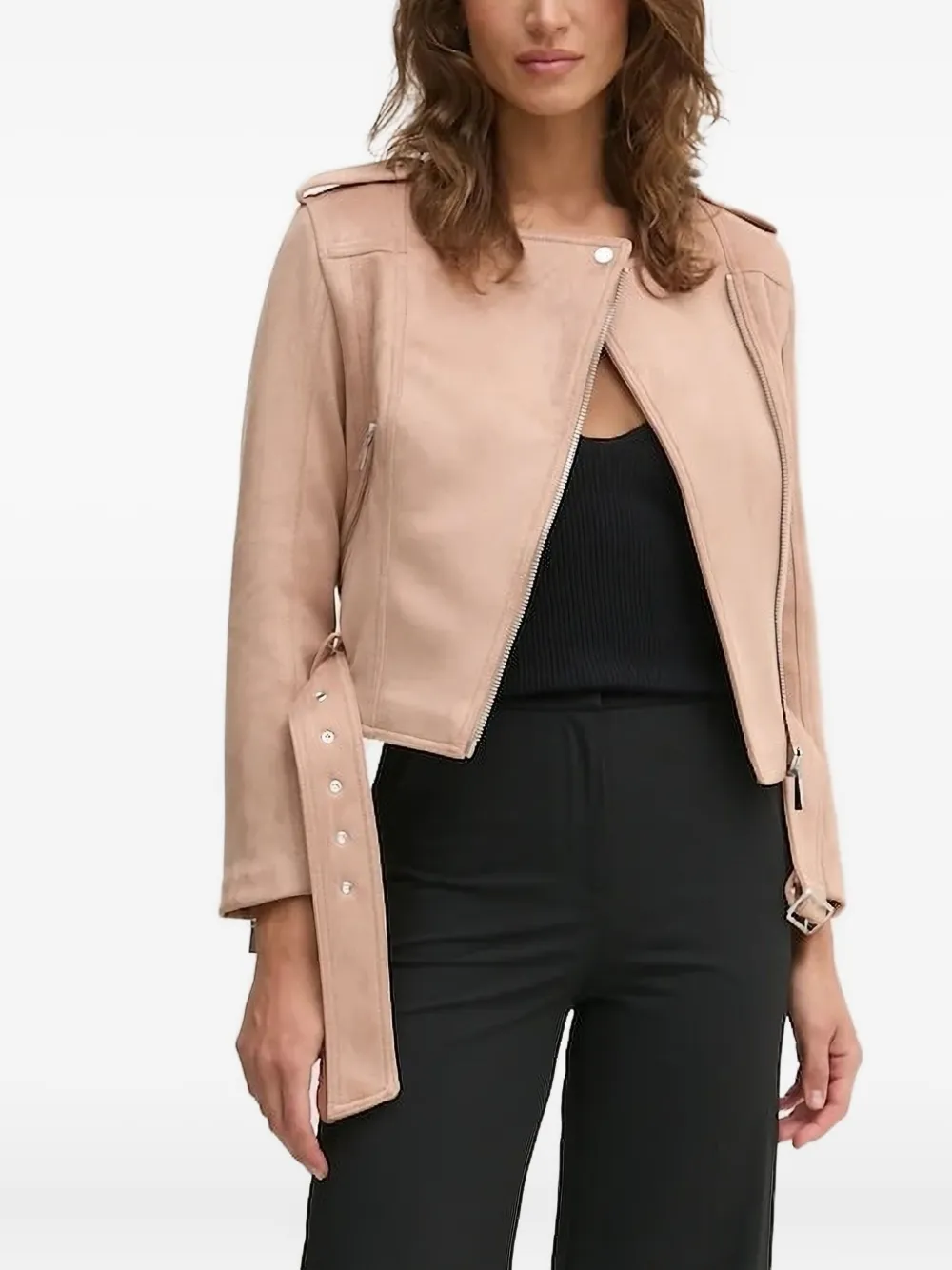 Sisley Paris Belted Zip-front Jacket In Pink