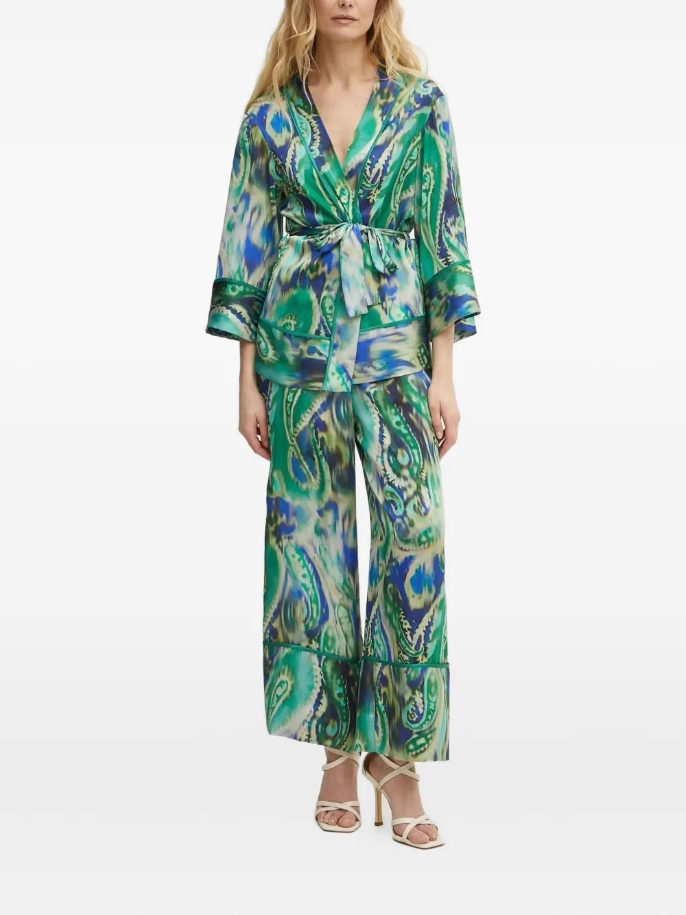 SIMONA CORSELLINI Straight broek met paisley-print Groen
