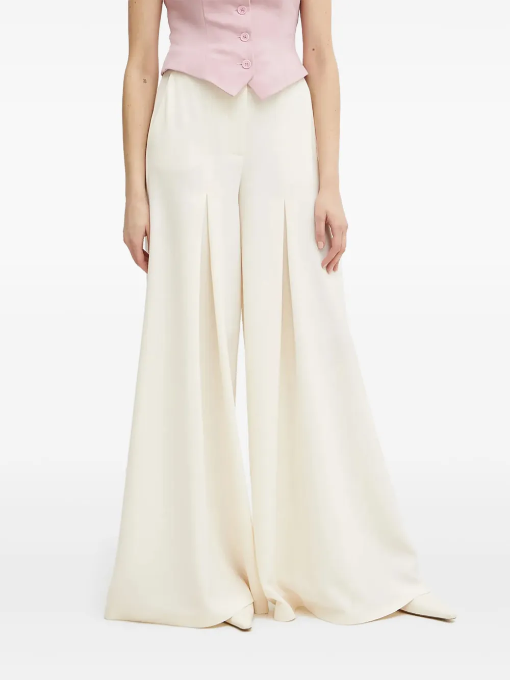 Simona Corsellini Pleated Wide-leg Trousers In Neutral