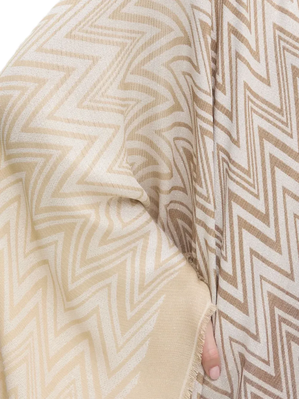 Missoni Poncho met franje en zigzag patroon Beige