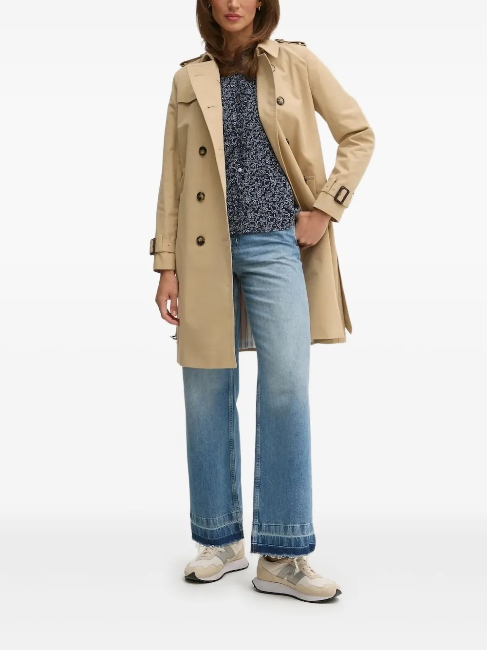 Sisley Paris Belted Double-breasted Trench Coat In Brown