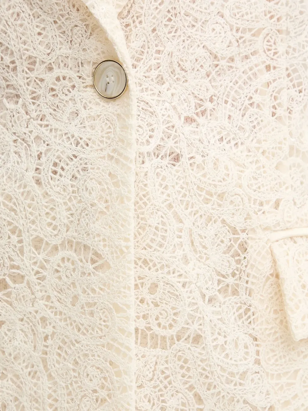 Simona Corsellini Lace-insert Single-breasted Blazer In White