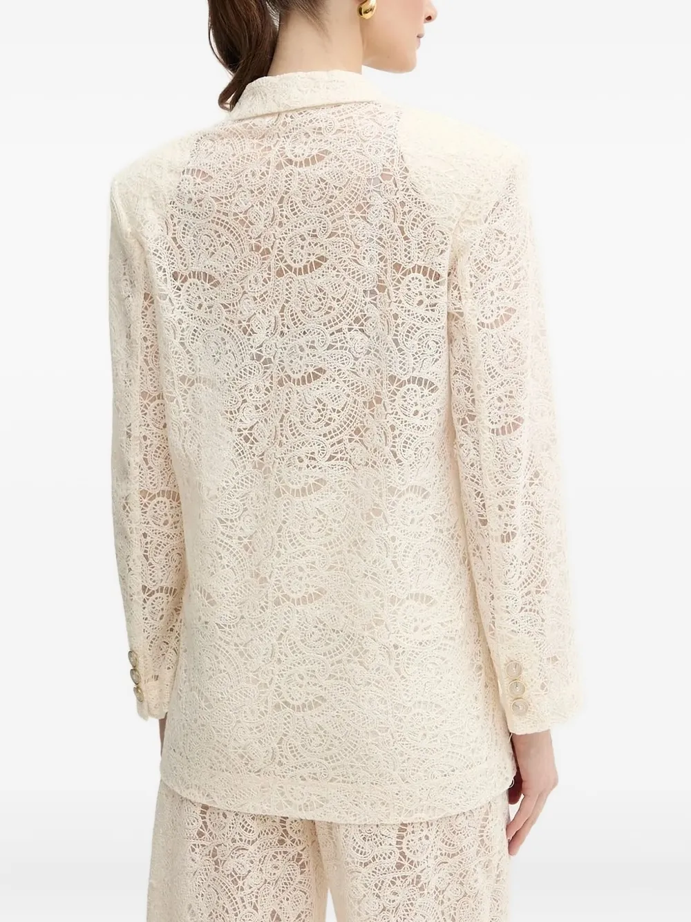 Simona Corsellini Lace-insert Single-breasted Blazer In White