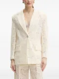 SIMONA CORSELLINI lace-insert single-breasted blazer - Neutrals