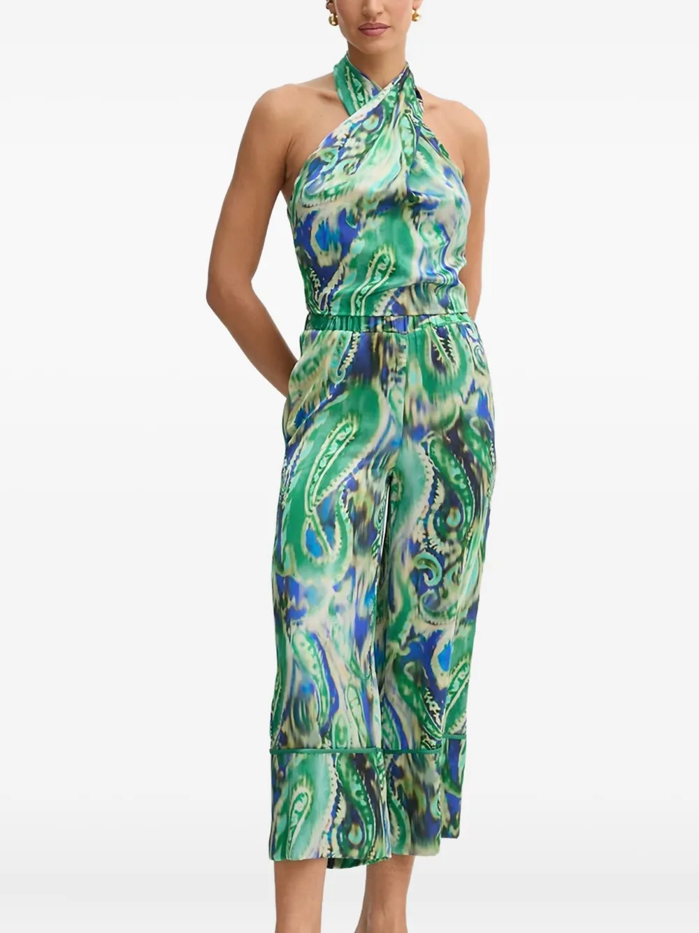 SIMONA CORSELLINI paisley-pattern halterneck blouse | Green | Image 1