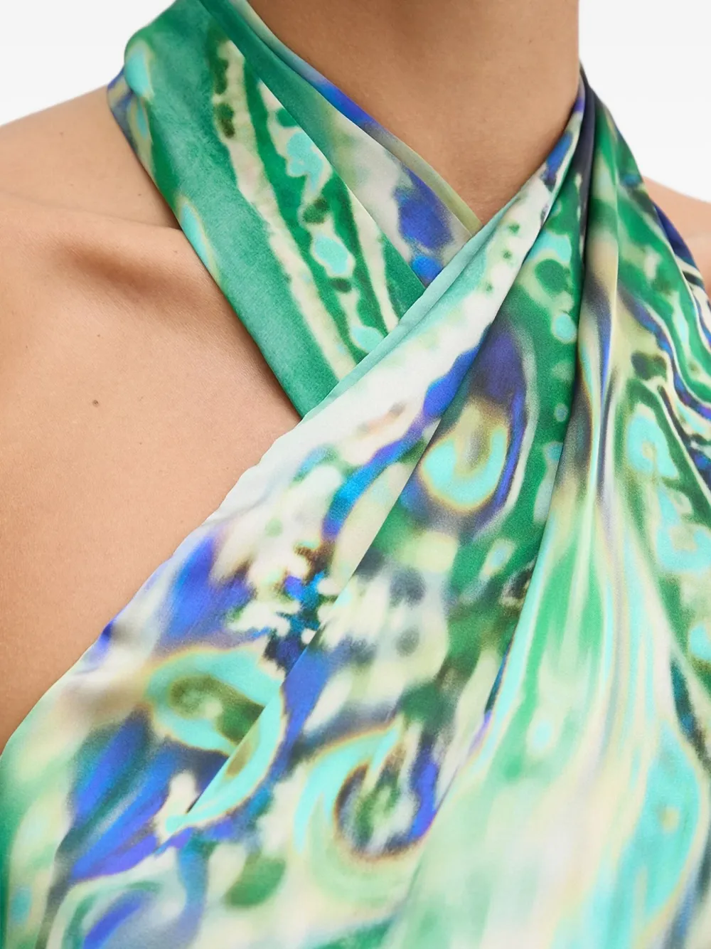 Simona Corsellini Paisley-pattern Halterneck Blouse In Green