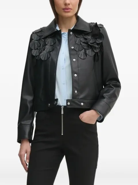 Sisley floral-embellished leather jacket