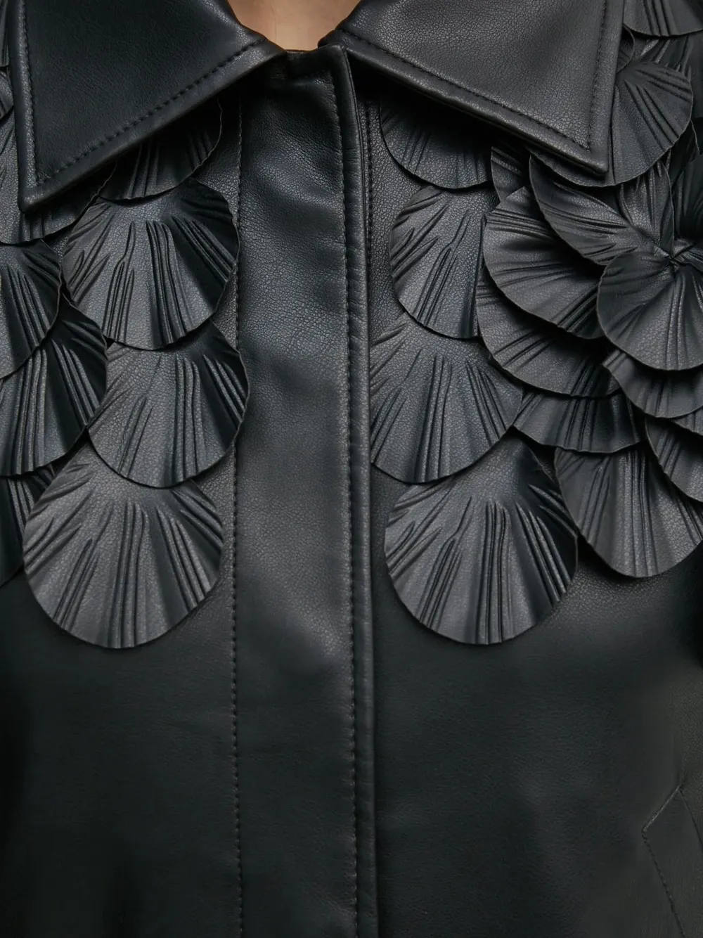 Sisley Paris Floral-embellished Leather Jacket In Multi