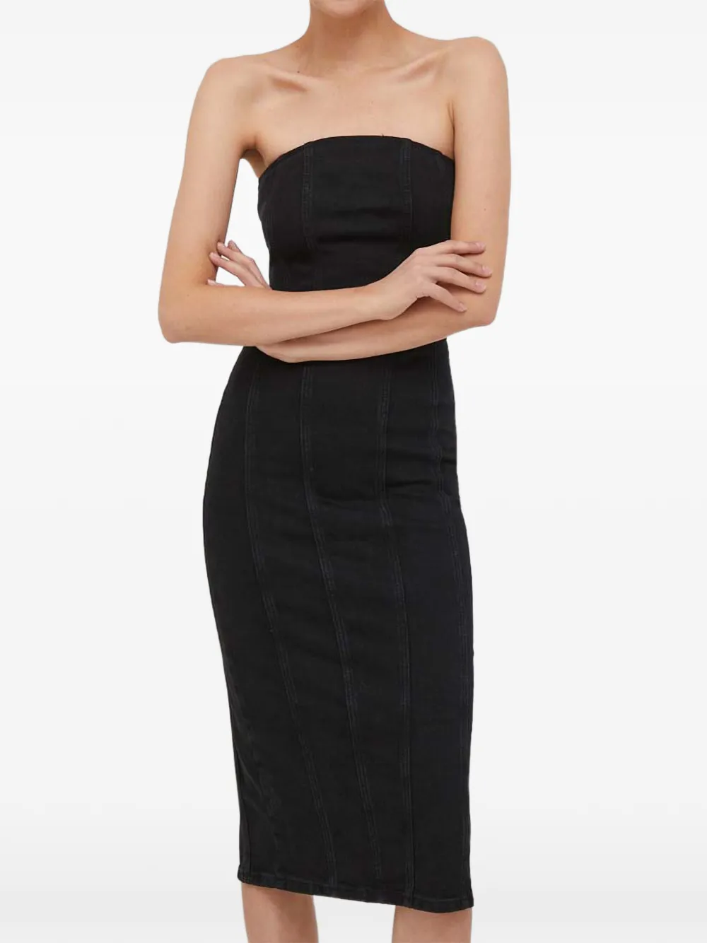 Sisley strapless midi dress - Nero