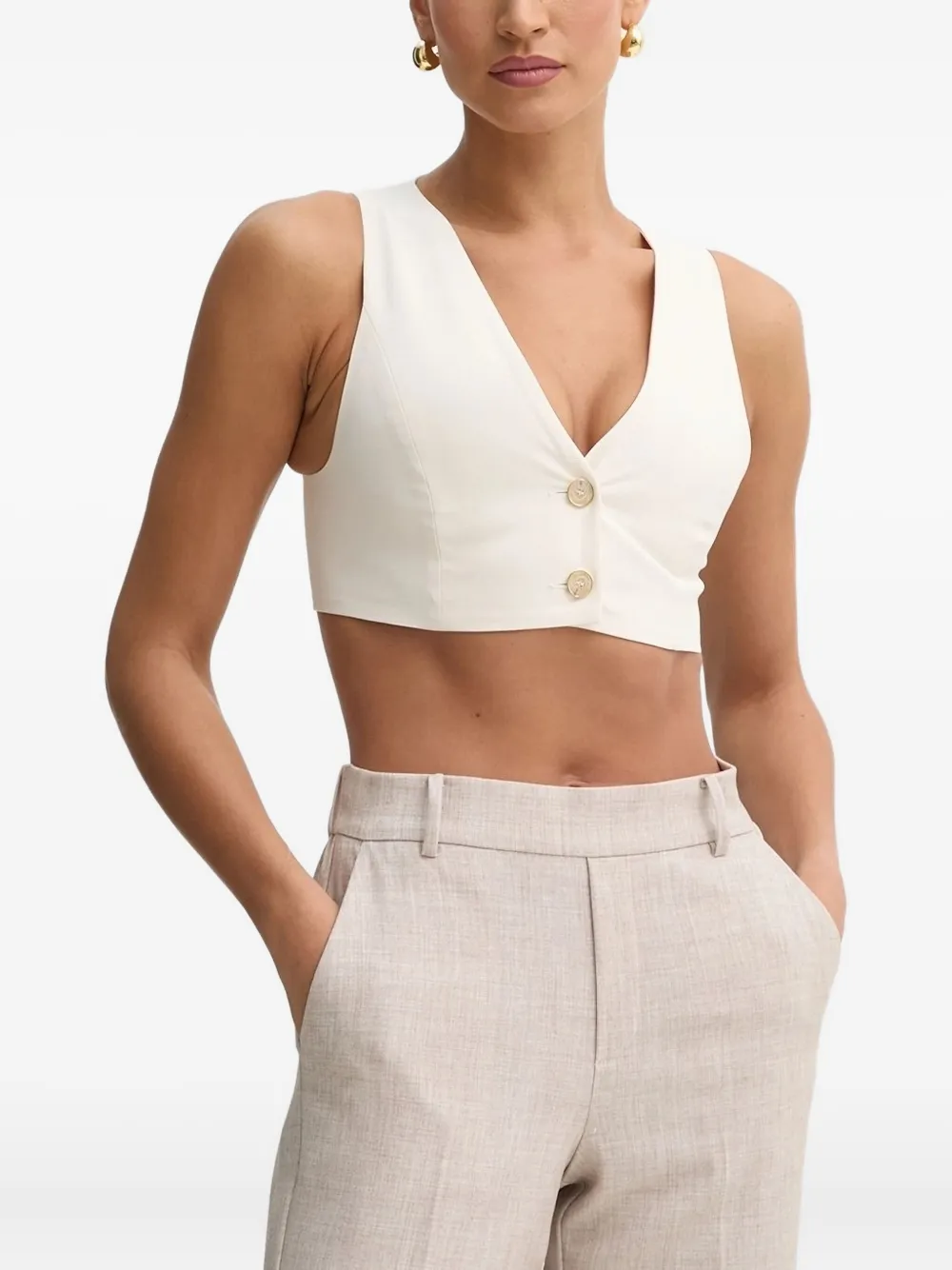 Simona Corsellini Button-fastening Sleeveless Top In White