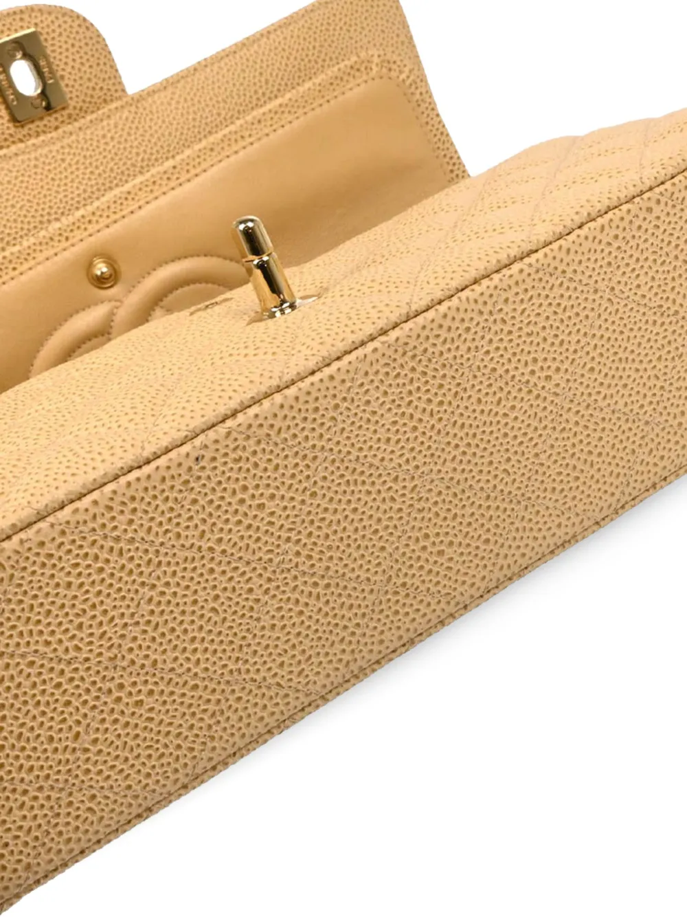 Pre-owned Chanel 2002 Medium Double Flap Shoulder Bag In Neutrals