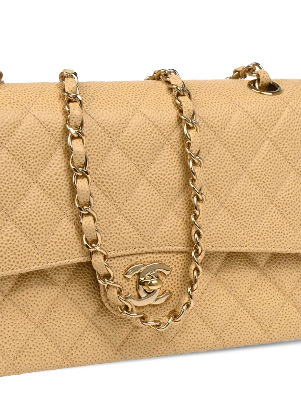 Pre-owned Chanel 2002 Medium Double Flap Shoulder Bag In Neutrals