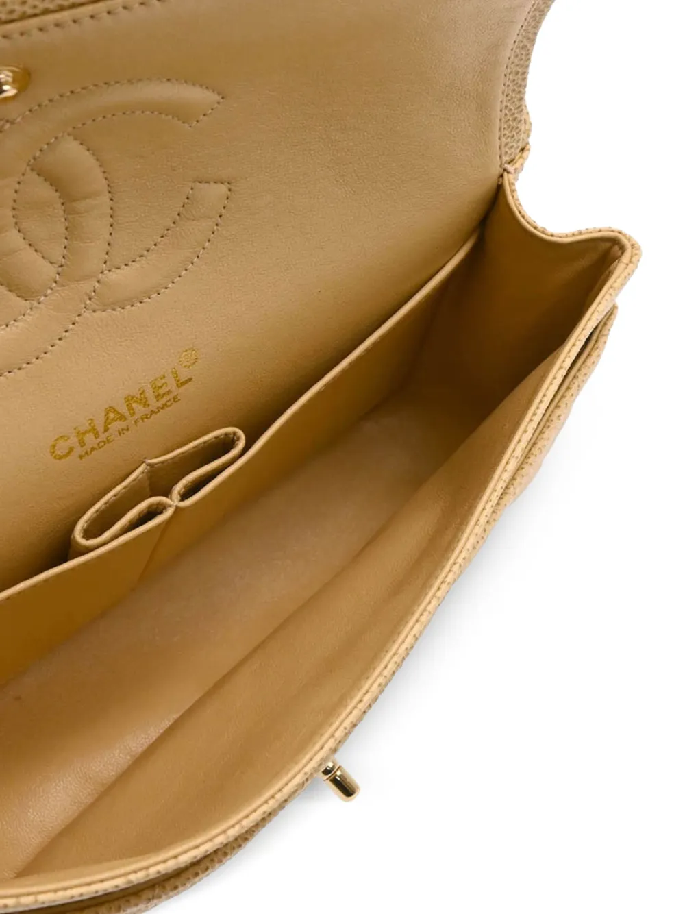 Pre-owned Chanel 2002 Medium Double Flap Shoulder Bag In Neutrals