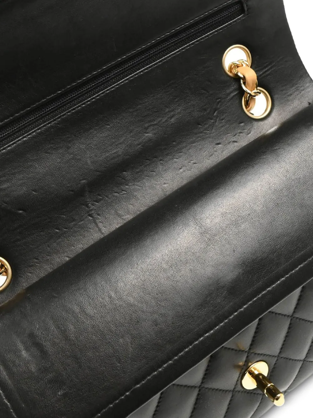 Pre-owned Chanel 2003 Medium Double Flap Shoulder Bag In Black