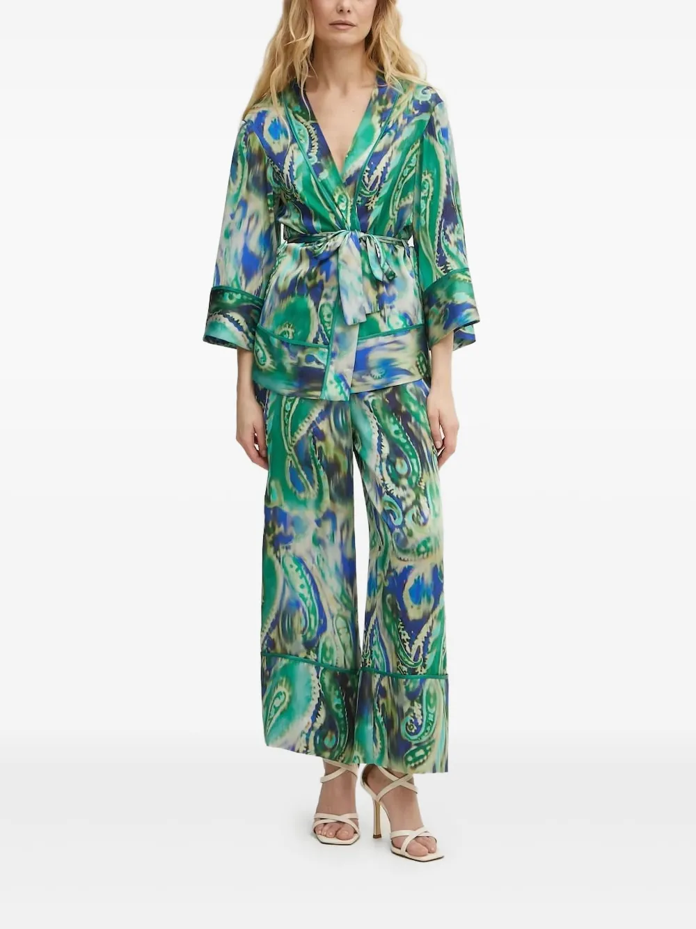 SIMONA CORSELLINI gradient-print self-tie top | Green | Image 1