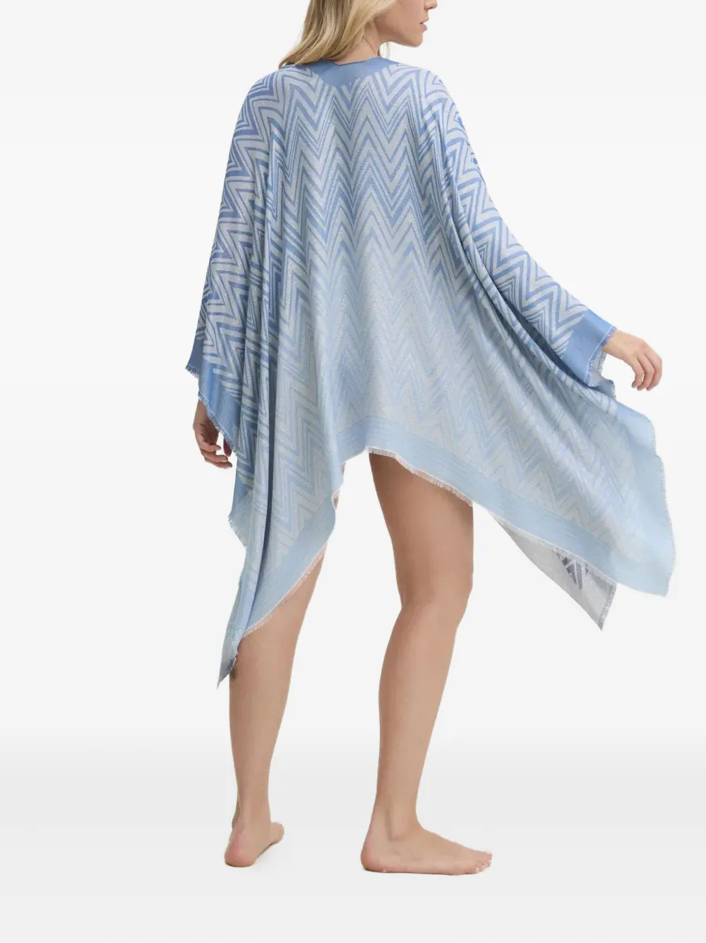 Missoni zig-zag pattern poncho Blauw