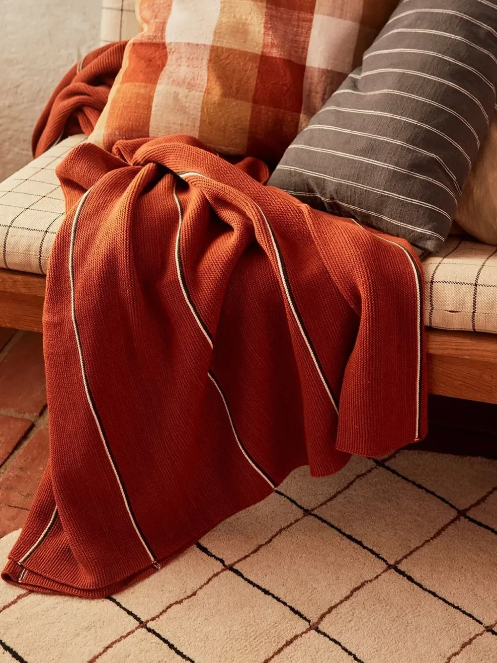 Oyoy Striped Soft Furnishing In Brown