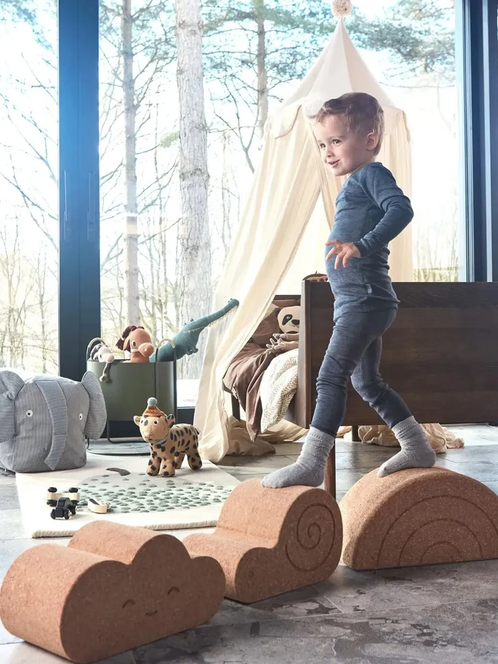 Oyoy Rainbow Cork Bolster In Brown
