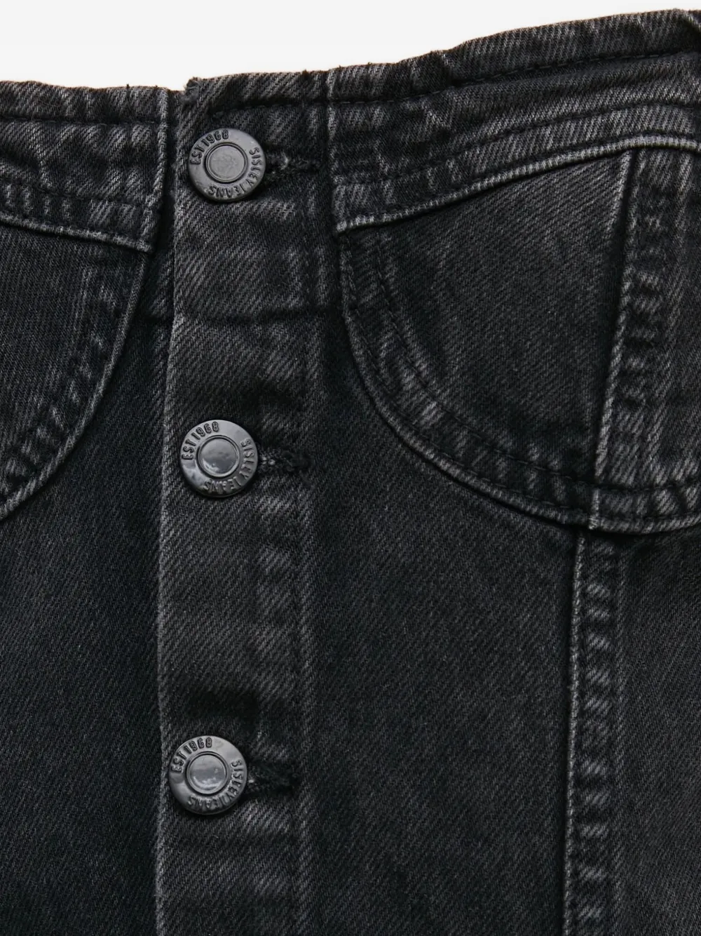 Sisley Paris Button-fastening Denim Jumpsuit In Black