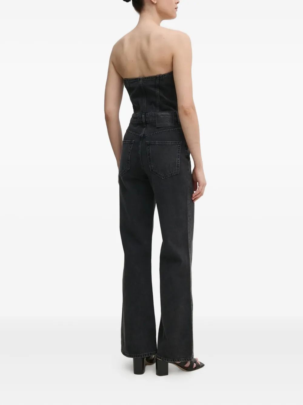 Sisley Denim jumpsuit met knoopsluiting - Zwart