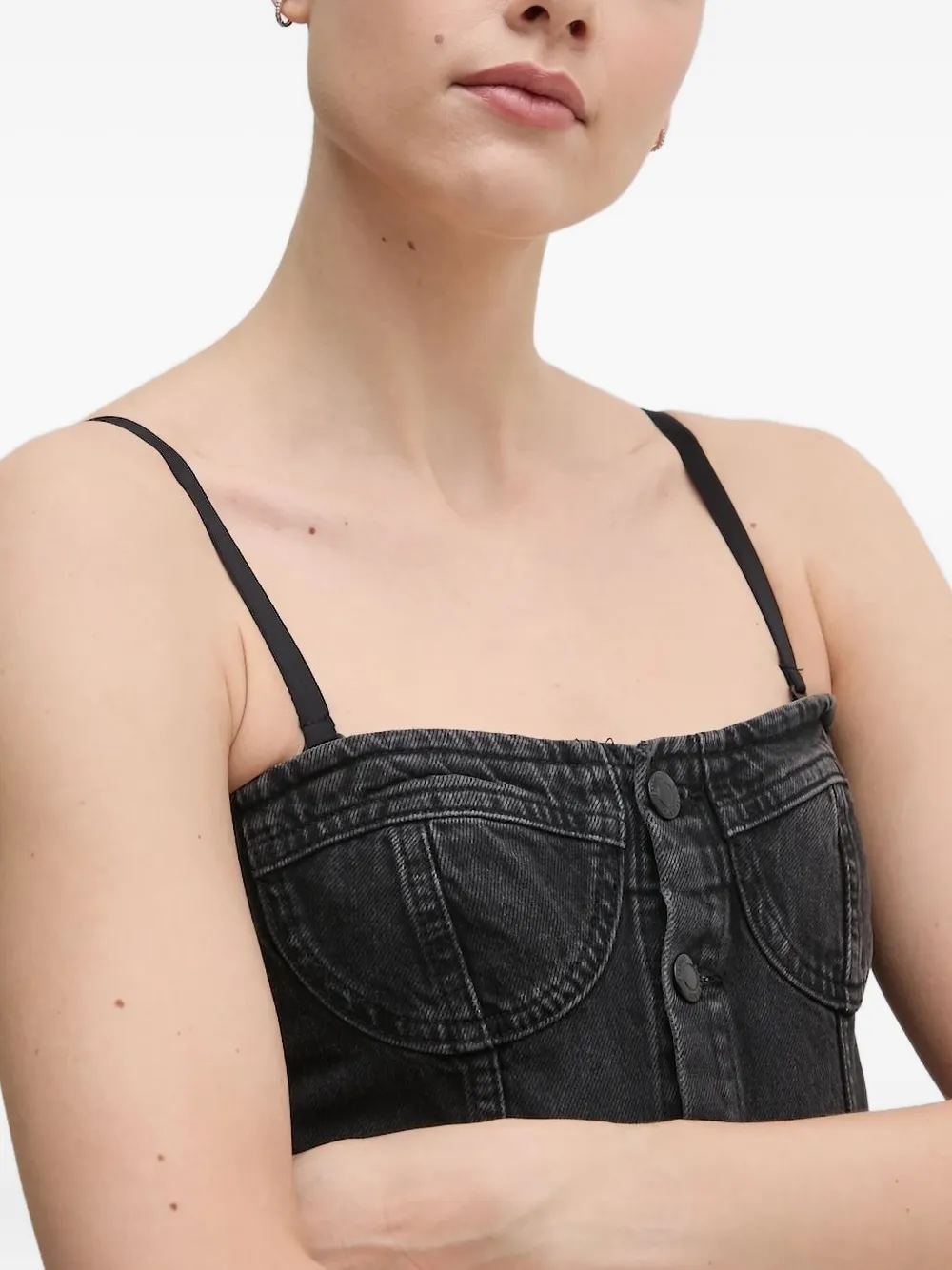 Sisley Paris Button-fastening Denim Jumpsuit In Black
