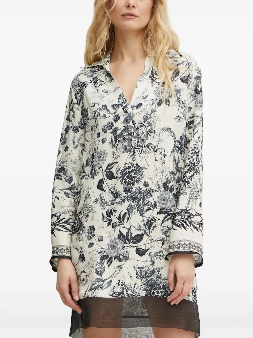 SIMONA CORSELLINI Mini-jurk met bloemenprint Wit