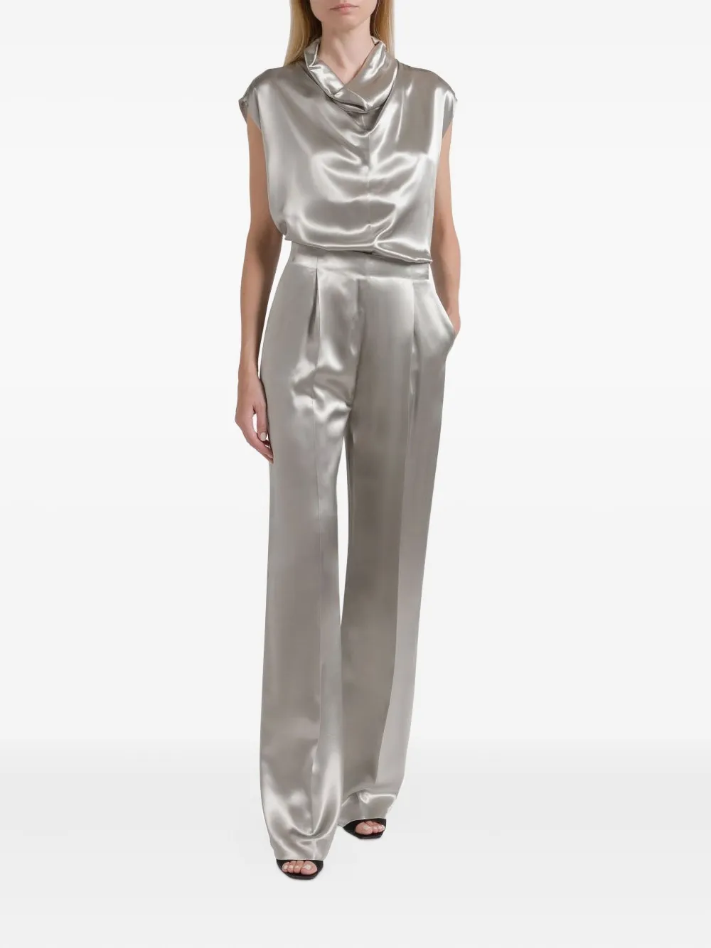 Alberta Ferretti cowl-neck sleeveless top - Zilver