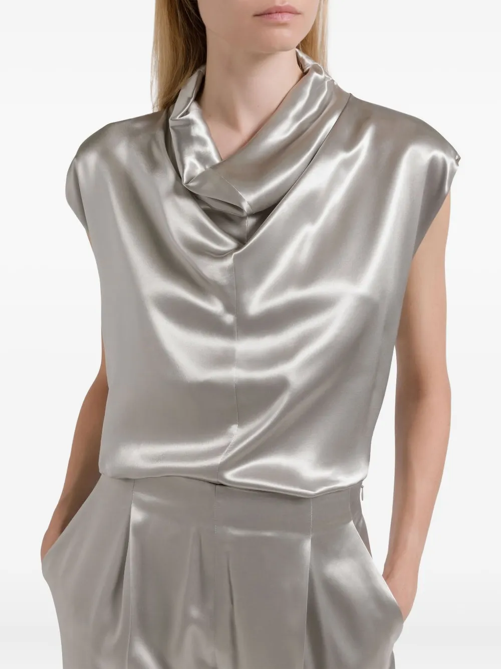 Alberta Ferretti Mouwloze top Zilver