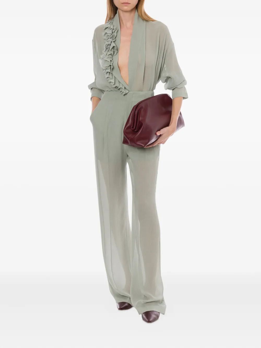 Alberta Ferretti Blouse met franje Grijs